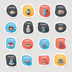 Coffee bubble speech flat banner design flat background set, eps