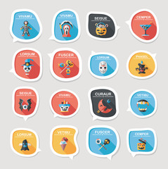 Halloween bubble speech banner design flat background set, eps10