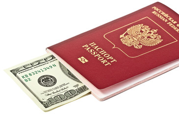 American dollars in a Russian passport