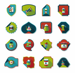 Coffee sticker flat banner background set, eps10