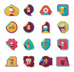 Coffee sticker flat banner background set, eps10