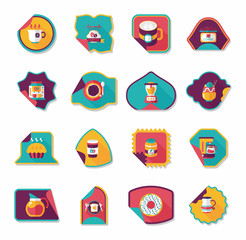 Coffee sticker flat banner background set, eps10