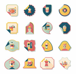 Coffee sticker flat banner background set, eps10