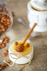 Fototapeta premium homemade yogurt with honey and nuts