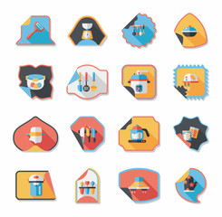 Kitchenware sticker flat banner background set, eps10