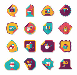 Kitchenware sticker flat banner background set, eps10