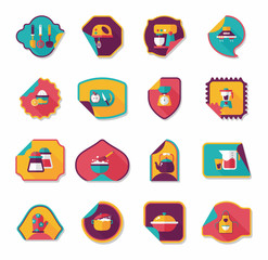 Kitchenware sticker flat banner background set, eps10