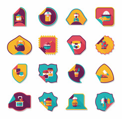 Kitchenware sticker flat banner background set, eps10