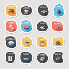 Kitchenware bubble speech flat banner design background set, eps