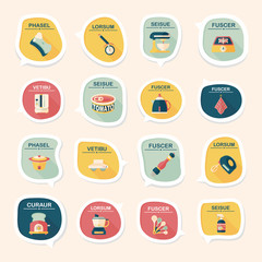 Kitchenware bubble speech flat banner design background set, eps