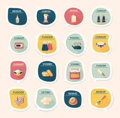Kitchenware bubble speech flat banner design background set, eps