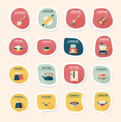 Kitchenware bubble speech flat banner design background set, eps