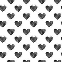 Black scribbled hearts pattern