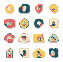 Halloween sticker banner flat background set, eps10