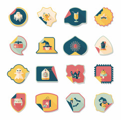 Halloween sticker banner flat background set, eps10