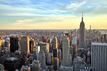 Fototapete Empire State Building New York City Midtown mit Empire State Building bei Sonnenuntergang