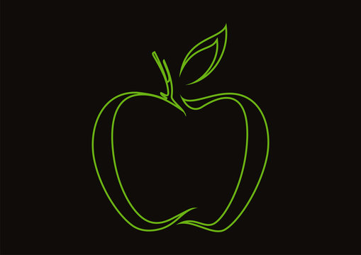 Apple line illustration logo vector