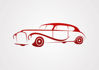 Retro Vintage car silhouette abstract vector logo