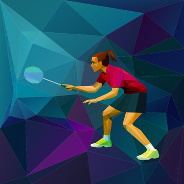 Abstract Triangle Style Female Badminton Player