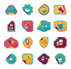 Birthday sticker flat banner background set, eps10