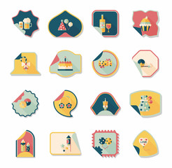 Birthday sticker flat banner background set, eps10