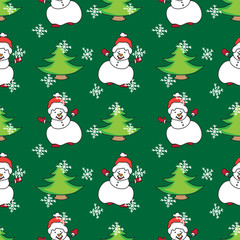 Snowman Christmas seamless pattern color