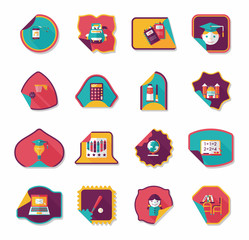 school sticker flat banner background set, eps10