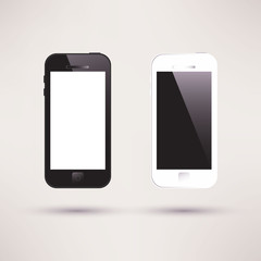 White and black Touchscreen Smartphone. Flat design.