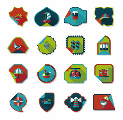 Travel sticker flat banner background set, eps10