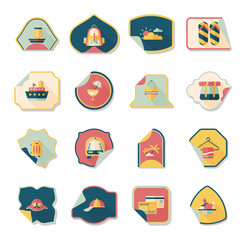 Travel sticker flat banner background set, eps10