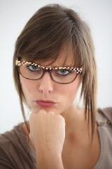 Young woman with modern eyeglasses, isolated
