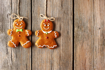 Christmas homemade gingerbread couple cookies
