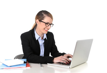successful business woman working happy at office computer