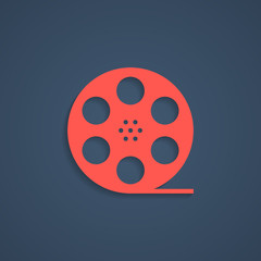 Fototapeta premium red film reel icon with shadow