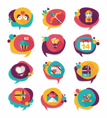 Valentine&rsquo;s Day speech bubble banner flat design background se