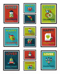 Valentine’s Day poster flat banner design flat background set,