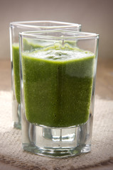 green smoothie in a shot glass
