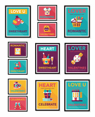 Valentine’s Day poster flat banner design flat background set,
