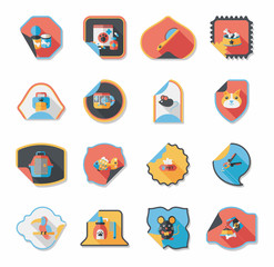 Pet sticker flat banner design background set, eps10