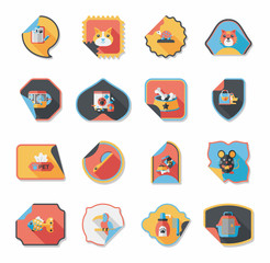 Pet sticker flat banner design background set, eps10