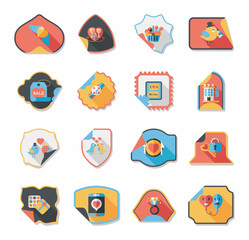 Valentine’s Day sticker banner flat design background set, eps