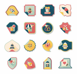 Valentine’s Day sticker banner flat design background set, eps