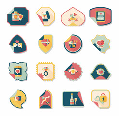 Valentine’s Day sticker banner flat design background set, eps