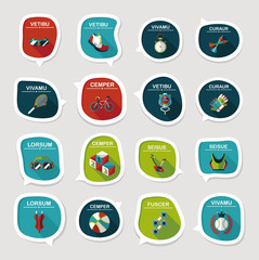 Sport speech bubble flat banner design background set, eps10