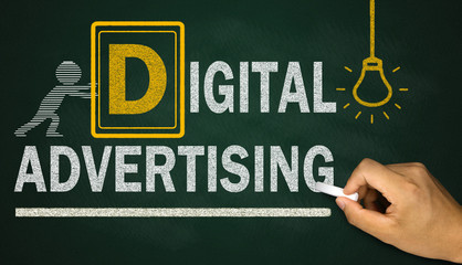 digital advertising  concept on blackboard