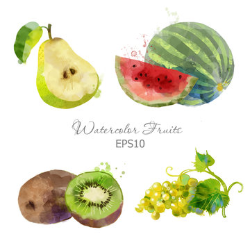 pear, watermelon, kiwi, grape