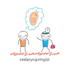 otolaryngologist listens to a story about a patient's ear