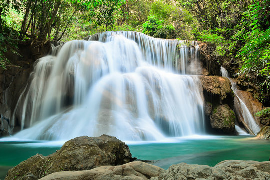Fototapeta Beautiful waterfall in deep forest