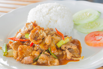 pork  fried with chilies , Thai food