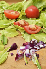 Fresh green salad with tomato and onion
